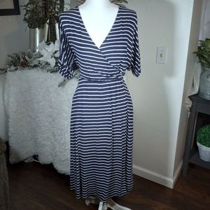 GAP NAVY & WHITE STRIPE DRESS SZ.M EUC